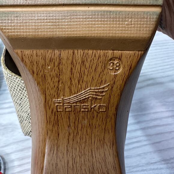 Dansko Jacinda Wedge Sandals WMNS 38 Taupe Snake Skin Crossover Strap Sling Back - Picture 12 of 13